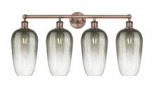 Innovations Lighting 616-4W-AC-G484-7SL - Brookhaven Flute - 4 Light - 34 inch - Antique Copper - Bath Vanity Light