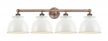 Innovations Lighting 616-4W-AC-M14-W - Adirondack - 4 Light - 35 inch - Antique Copper - Bath Vanity Light