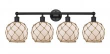 Innovations Lighting 616-4W-BK-G121-8RB - Farmhouse Rope - 4 Light - 35 inch - Matte Black - Bath Vanity Light