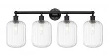 Innovations Lighting 616-4W-BK-G460-7CL - Preston Cylinder - 4 Light - 34 inch - Matte Black - Bath Vanity Light
