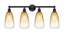 Innovations Lighting 616-4W-BK-G480-6AM - Brookhaven Almond - 4 Light - 33 inch - Matte Black - Bath Vanity Light