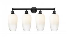 Innovations Lighting 616-4W-BK-G484-7OP - Brookhaven Flute - 4 Light - 34 inch - Matte Black - Bath Vanity Light