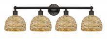 Innovations Lighting 616-4W-OB-RBD-8-NAT - Woven Rattan - 4 Light - 35 inch - Oil Rubbed Bronze - Bath Vanity Light