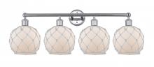 Innovations Lighting 616-4W-PC-G121-8RW - Farmhouse Rope - 4 Light - 35 inch - Polished Chrome - Bath Vanity Light