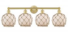 Innovations Lighting 616-4W-SG-G121-8RB - Farmhouse Rope - 4 Light - 35 inch - Satin Gold - Bath Vanity Light