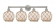 Innovations Lighting 616-4W-SN-G121-8RB - Farmhouse Rope - 4 Light - 35 inch - Brushed Satin Nickel - Bath Vanity Light