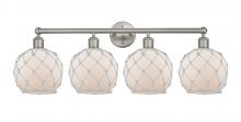 Innovations Lighting 616-4W-SN-G121-8RW - Farmhouse Rope - 4 Light - 35 inch - Brushed Satin Nickel - Bath Vanity Light