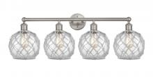 Innovations Lighting 616-4W-SN-G122-8RW - Farmhouse Rope - 4 Light - 35 inch - Brushed Satin Nickel - Bath Vanity Light