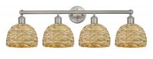 Innovations Lighting 616-4W-SN-RBD-8-NAT - Woven Rattan - 4 Light - 35 inch - Brushed Satin Nickel - Bath Vanity Light