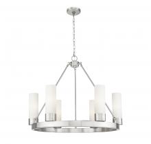Innovations Lighting 617-6CR-SN-G617-8SWH - Boreas - 6 Light - 29 inch - Satin Nickel - Chandelier