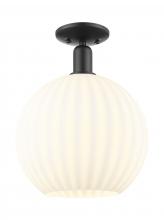 Innovations Lighting 716-1C-BK-G1217-12WV - White Venetian - 1 Light - 12 inch - Matte Black - Semi-Flush Mount