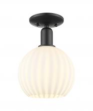 Innovations Lighting 716-1C-BK-G1217-8WV - White Venetian - 1 Light - 8 inch - Matte Black - Semi-Flush Mount
