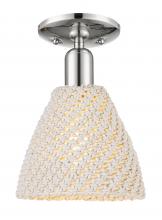 Innovations Lighting 716-1C-PN-NBD-75-NAT - Bristol Natural - 1 Light - 6 inch - Polished Nickel - Semi-Flush Mount