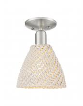 Innovations Lighting 716-1C-SN-NBD-75-NAT - Bristol Natural - 1 Light - 6 inch - Brushed Satin Nickel - Semi-Flush Mount