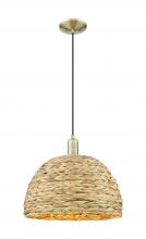 Innovations Lighting 716-1P-AB-RBD-16-NAT - Woven Rattan - 1 Light - 16 inch - Antique Brass - Cord hung - Mini Pendant