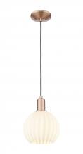 Innovations Lighting 716-1P-AC-G1217-8WV - White Venetian - 1 Light - 8 inch - Antique Copper - Cord hung - Mini Pendant