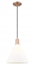 Innovations Lighting 716-1P-AC-GBC-121 - Berkshire Glass - 1 Light - 12 inch - Antique Copper - Cord hung - Mini Pendant