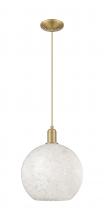 Innovations Lighting 716-1P-BB-G1216-12WM - White Mouchette - 1 Light - 12 inch - Brushed Brass - Cord hung - Mini Pendant