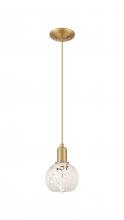 Innovations Lighting 716-1P-BB-G1216-6WM - White Mouchette - 1 Light - 6 inch - Brushed Brass - Cord hung - Mini Pendant