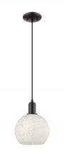 Innovations Lighting 716-1P-BK-G1216-8WM - White Mouchette - 1 Light - 8 inch - Matte Black - Cord hung - Mini Pendant