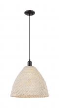 Innovations Lighting 716-1P-BK-NBD-16-NAT - Bristol Natural - 1 Light - 6 inch - Matte Black - Cord hung - Mini Pendant