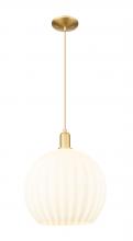 Innovations Lighting 716-1P-SG-G1217-14WV - White Venetian - 1 Light - 14 inch - Satin Gold - Cord hung - Mini Pendant