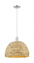 Innovations Lighting 716-1P-SN-RBD-16-NAT - Woven Rattan - 1 Light - 16 inch - Brushed Satin Nickel - Cord hung - Mini Pendant