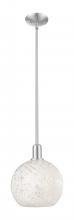 Innovations Lighting 716-1S-SN-G1216-10WM - White Mouchette - 1 Light - 10 inch - Brushed Satin Nickel - Stem hung - Mini Pendant