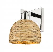 Innovations Lighting 716-1W-PN-RBD-8-NAT - Woven Rattan - 1 Light - 8 inch - Polished Nickel - Sconce