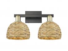 Innovations Lighting 716-2W-BAB-RBD-8-NAT - Woven Rattan - 2 Light - 19 inch - Black Antique Brass - Bath Vanity Light