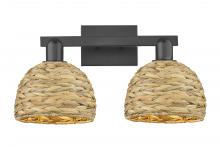 Innovations Lighting 716-2W-BK-RBD-8-NAT - Woven Rattan - 2 Light - 19 inch - Matte Black - Bath Vanity Light