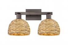 Innovations Lighting 716-2W-OB-RBD-8-NAT - Woven Rattan - 2 Light - 19 inch - Oil Rubbed Bronze - Bath Vanity Light