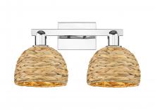 Innovations Lighting 716-2W-PC-RBD-8-NAT - Woven Rattan - 2 Light - 19 inch - Polished Chrome - Bath Vanity Light