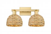 Innovations Lighting 716-2W-SG-RBD-8-NAT - Woven Rattan - 2 Light - 19 inch - Satin Gold - Bath Vanity Light