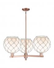 Innovations Lighting 716-3CR-AC-G121-10RW - Farmhouse Rope - 3 Light - 32 inch - Antique Copper - Stem hung - Pendant