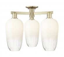 Innovations Lighting 716-3F-AB-G484-7OP - Brookhaven Flute - 3 Light - 6 inch - Antique Brass - Semi-Flush Mount