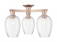 Innovations Lighting 716-3F-AC-G457-6CL - Preston Flute - 3 Light - 6 inch - Antique Copper - Semi-Flush Mount