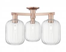 Innovations Lighting 716-3F-AC-G460-7CL - Preston Cylinder - 3 Light - 6 inch - Antique Copper - Semi-Flush Mount