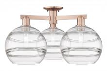 Innovations Lighting 716-3F-AC-G556-10CL - Rochester - 3 Light - 28 inch - Antique Copper - Semi-Flush Mount