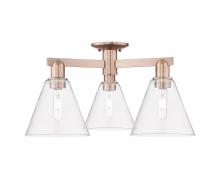 Innovations Lighting 716-3F-AC-GBC-82 - Berkshire Glass - 3 Light - 26 inch - Antique Copper - Semi-Flush Mount