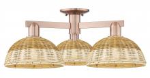 Innovations Lighting 716-3F-AC-NBD2-9-NAT - Bristol Natural II - 3 Light - 27 inch - Antique Copper - Semi-Flush Mount