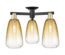 Innovations Lighting 716-3F-BAB-G480-6AM - Brookhaven Almond - 3 Light - 6 inch - Black Antique Brass - Semi-Flush Mount
