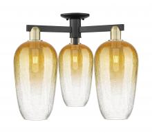 Innovations Lighting 716-3F-BAB-G484-7AM - Brookhaven Flute - 3 Light - 6 inch - Black Antique Brass - Semi-Flush Mount