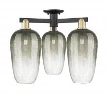 Innovations Lighting 716-3F-BAB-G484-7SL - Brookhaven Flute - 3 Light - 6 inch - Black Antique Brass - Semi-Flush Mount