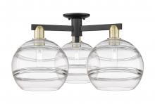 Innovations Lighting 716-3F-BAB-G556-10CL - Rochester - 3 Light - 28 inch - Black Antique Brass - Semi-Flush Mount