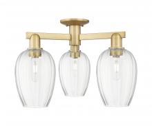 Innovations Lighting 716-3F-BB-G457-6CL - Preston Flute - 3 Light - 6 inch - Brushed Brass - Semi-Flush Mount