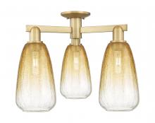 Innovations Lighting 716-3F-BB-G480-6AM - Brookhaven Almond - 3 Light - 6 inch - Brushed Brass - Semi-Flush Mount