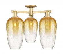 Innovations Lighting 716-3F-BB-G484-7AM - Brookhaven Flute - 3 Light - 6 inch - Brushed Brass - Semi-Flush Mount