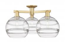 Innovations Lighting 716-3F-BB-G556-10CL - Rochester - 3 Light - 28 inch - Brushed Brass - Semi-Flush Mount