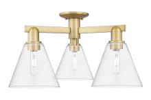 Innovations Lighting 716-3F-BB-GBC-82 - Berkshire Glass - 3 Light - 26 inch - Brushed Brass - Semi-Flush Mount